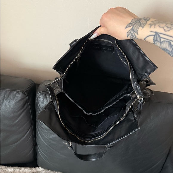 Club Monaco Black Leather Tote with Front Zip - Picture 4 of 8